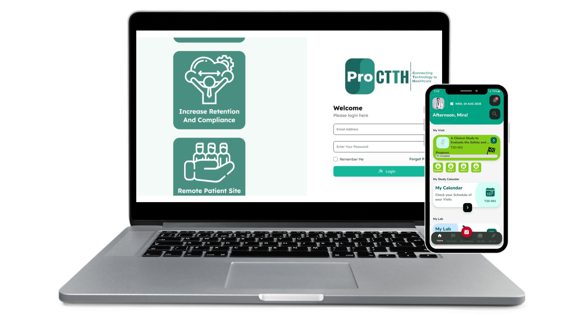 ProCTTH main clinical trial management software study progress dashboard